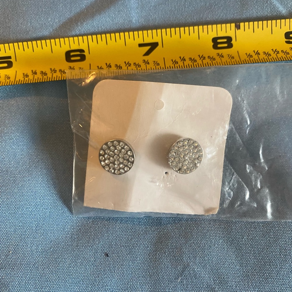 New Silver Crystal Stud Earrings